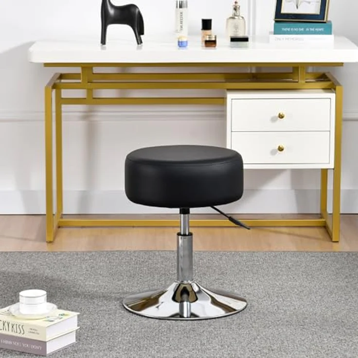 Duhome Hocker, Drehhocker Sitzhocker Rund Rollhocker Schminkhocker Höhenverstellbar – Bild 8
