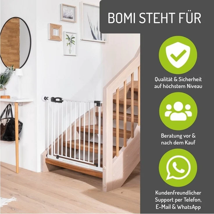BOMI Verlängerung für Türschutzgitter Verbreiterung für Treppenschutzgitter 10-70 cm, Zubehör für Treppenschutzgitter zum Klemmen - Ohne Bohren – Bild 3