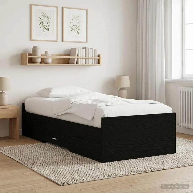 vidaXL Bettgestell mit Stauraum Schwarze Eiche 80 x 200 cm 3429507 – Bild 1