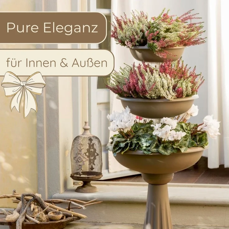 GarPet Pflanzschale Blumenständer mit 3 Schalen Pflanzturm Pflanzsäule Blumenständer Hoch – Bild 3