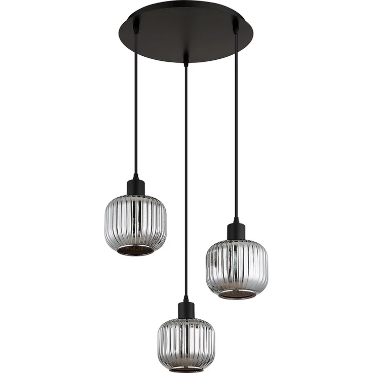 Hängeleuchte, 3-Flammig, Glas rauch, schwarz, D 41,8 cm – Bild 6