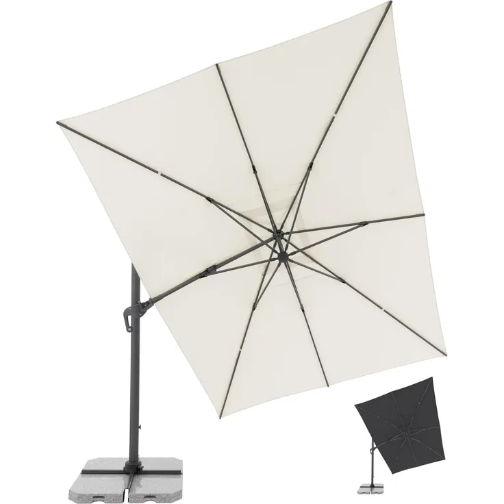 Doppler Pendelschirm Jack 400x300 cm Natur I Sonnenschirm für Balkon & Terrasse I Ampelschirm knickbar I Kurbelschirm UV-beständig aus Aluminium I Multifunktions-Pendelschirm