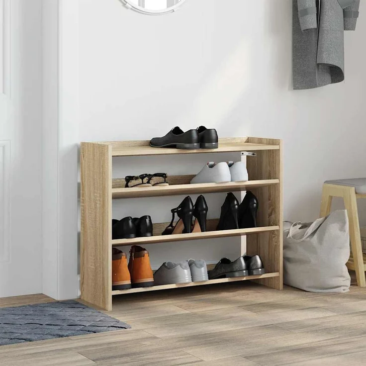 vidaXL Schuhregal Sonoma-Eiche 80x25x62 cm Holzwerkstoff 859916 – Bild 2