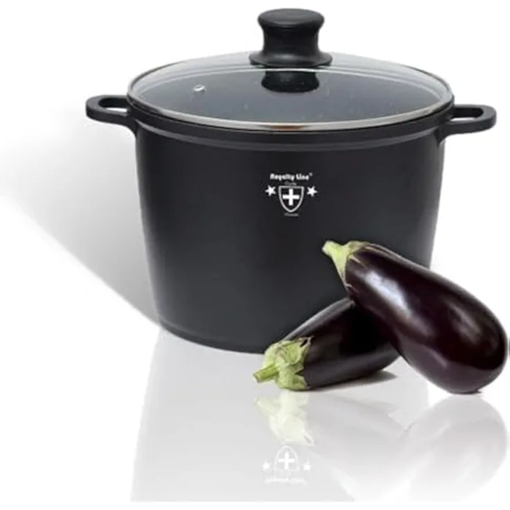 Royalty Line RL-AD28M: Marmorbeschichtete Kasserolle mit Glasdeckel - 28cm