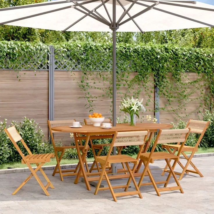 vidaXL Klappstühle, 6 Stück, beige, massives Akazienholz 3214608