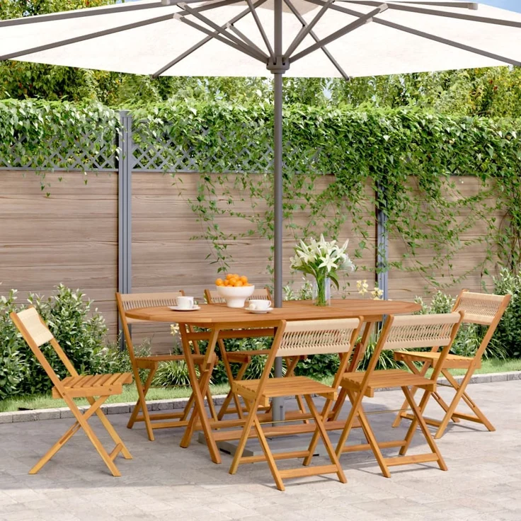 vidaXL Klappstühle, 6 Stück, beige, massives Akazienholz 3214608 – Bild 1