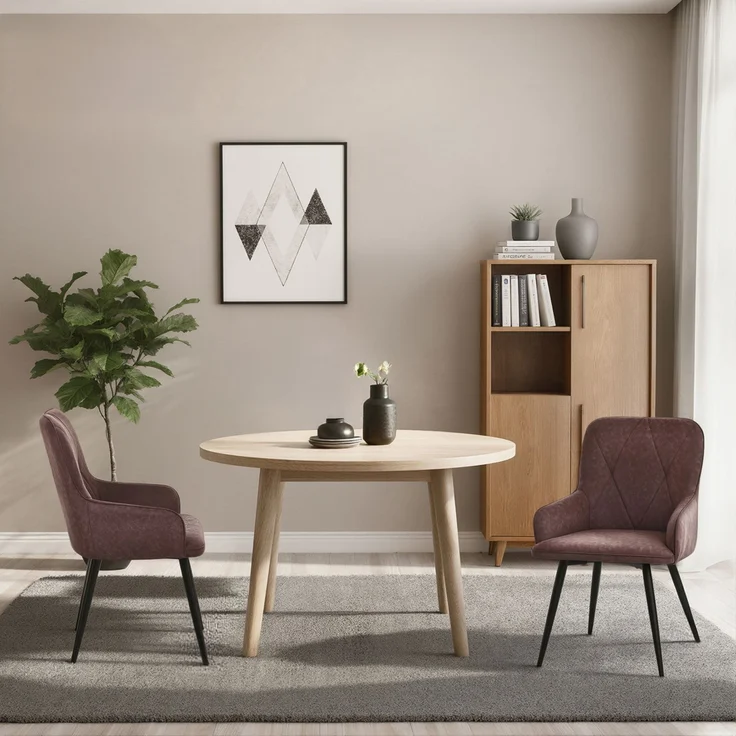 HOMAVO Esszimmerstuhl 4 Stück mit Armlehnen Lederlook Braun 57x62x87cm, YZ3 – Bild 2