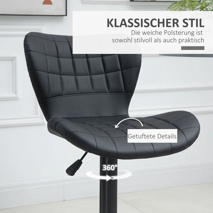 2er-Set Barhocker Retrodesign 47 cm x 51,5 cm x 89–109 cm Schwarz--Schwarz--109x51.5x47cm--YOUDENOVA – Bild 8