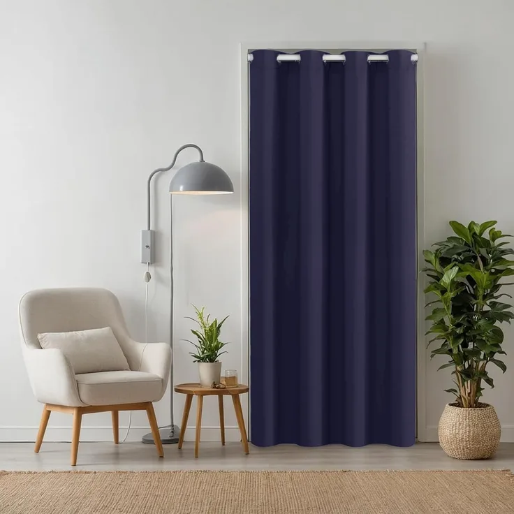 tinycurtains Türvorhang für alle gängigen Türgrößen, Thermovorhang (ohne Stange) Türgardine (1 St), Ösen, abdunkelnd, 100% Polyester, blickdicht blau Ocean 210x150cm verdunkelnd für Tür, Schrank & Fenster