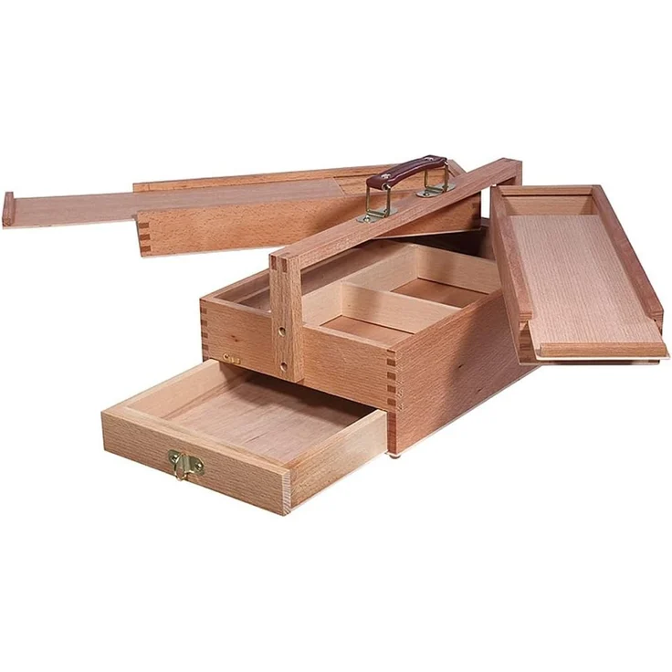 Artina Aufbewahrungsbox Malkasten Vannes, Malkoffer mit 4 Staufächern, 39x23x17,5 cm, Utensilienbox, Holzkoffer,Bastelkoffer mit Tragegriff - Nähkasten – Bild 7