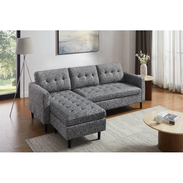 riess-ambiente Ecksofa STOCKHOLM 220 cm grau – 3-Sitzer, Strickstoff, Ottomane beidseitig, Einzelartikel 1 Teile, bequeme Eckcouch mit Federkern – ideal fürs Wohnzimmer & Gästezimmer – Bild 3