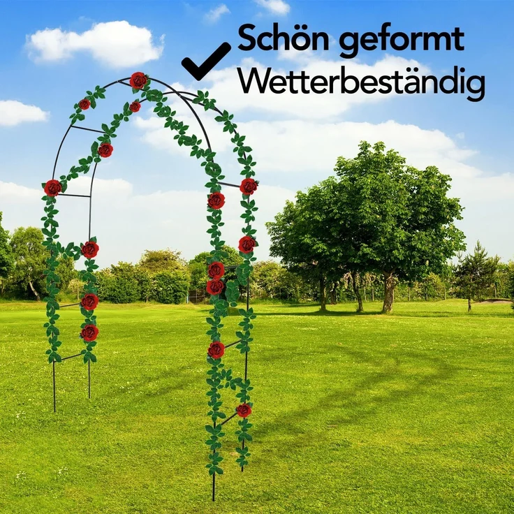 Brixy - Rosenbogen - Gartenbogen - Rankhilfe - Blumenbogen - Für Kletterpflanzen - Metall - 240 x 140 x 38 cm - Schwarz – Bild 7