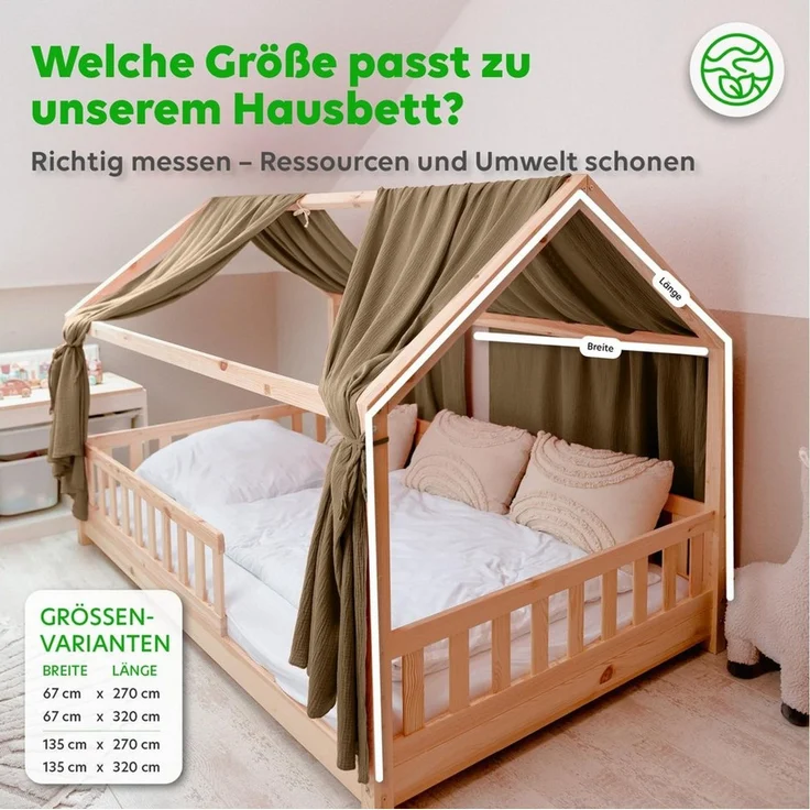 lilimaus Betthimmel Hausbetthimmel Baumwoll Musselin Betthimmel Kinder Hausbett 2er Set, Stilvolle Musselin-Deko für Kinderzimmer, ideal als Geschenkidee – Bild 3