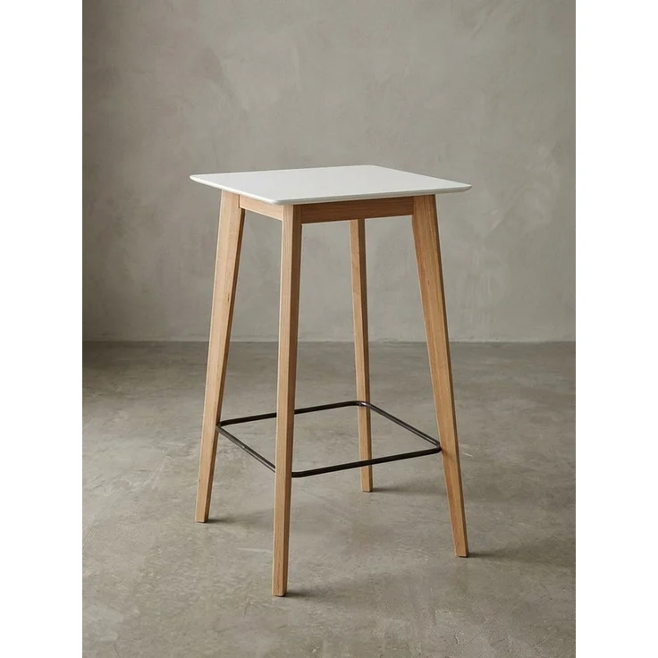 KADIMA DESIGN Bartisch Stehtisch 60x110x60 cm Weiß Eckig, Bartisch für 4 Personen, Moderner, Tisch für Bar, Design Partytisch Holz, Hochtisch Eiche Skandinavisch – Bild 4