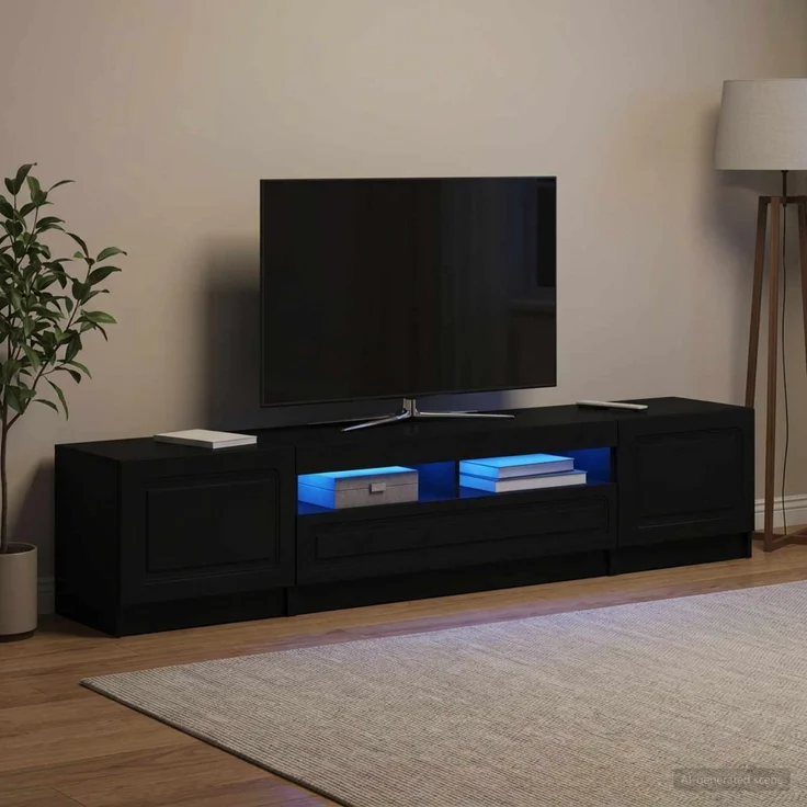 vidaXL LED-TV-Schrank UTRECHT 3 stk. Schwarz Holzwerkstoff 3416999 – Bild 3