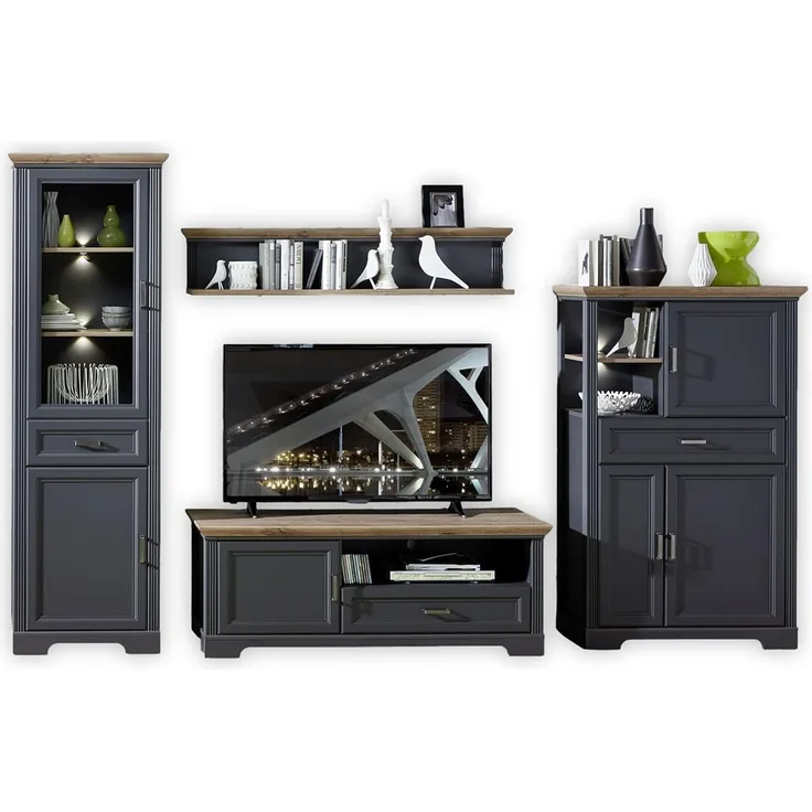 Wohnwand JASMIN 80, MDF Graphit