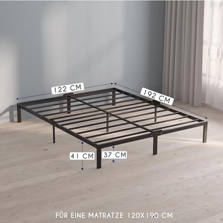 Dreamzie Bett 120x190 mit Lattenrost Metall 36cm Bettgestell Robust, Leichte Montage, Umfangreicher Stauraum - Metallbett – Bild 3