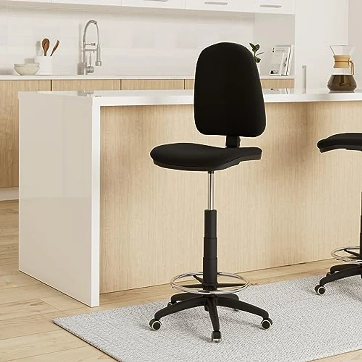 Piqueras y Crespo T04CP – ergonomischer Hocker, höhenverstellbar, Ring zum Abstützen der Füße, Rollen Schwarz – Bild 2