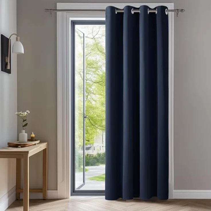 Deconovo Verdunkelnde Gardinen mit Ösen Blickdicht Türvorhang Dunkelblau | 1 Stück, H214 x B132 cm, Hitzeschutz Gardine, Blackout Curtain, Sichtschutz, Thermovorhang für Schlafzimmer und Wohnzimmer – Bild 1