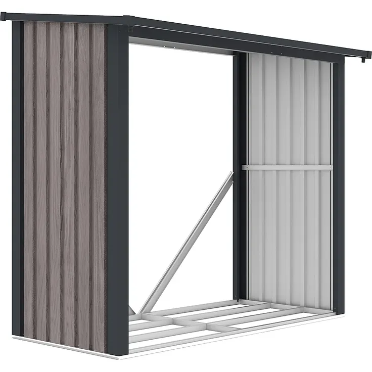 Vente-unique - Kaminholzregal aus verzinktem Stahl mit Holzeffekt - 2 Ster - 1,98 m3 - 182 x 89 x 156 cm - BIRWOOD