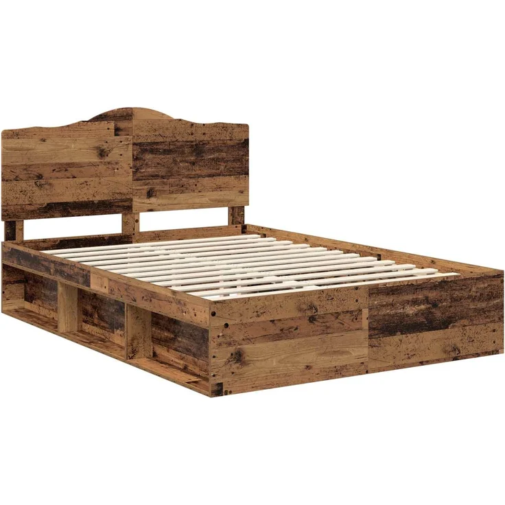 vidaXL Bettrahmen Altholz 140 x 190 cm Massives Kiefernholz 3413315 – Bild 3