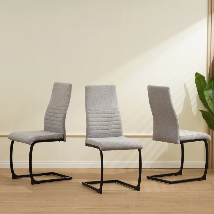 ALBATROS Freischwinger Stuhl TURANO 4er Set, Grau - Esszimmerstuhl Schwingstuhl mit Modernem Design, Stoff-Bezug, Dicke Polsterung - Küchenstuhl, Polster-Stuhl Esszimmer, Esstisch Stuhl – Bild 4