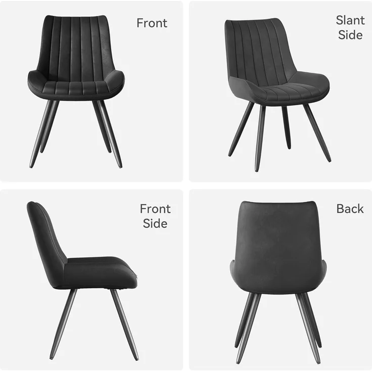 Esszimmerstuhl Polsterstuhl Küchenstuhl Sitzkissen 6er Set Schwarz – Bild 8