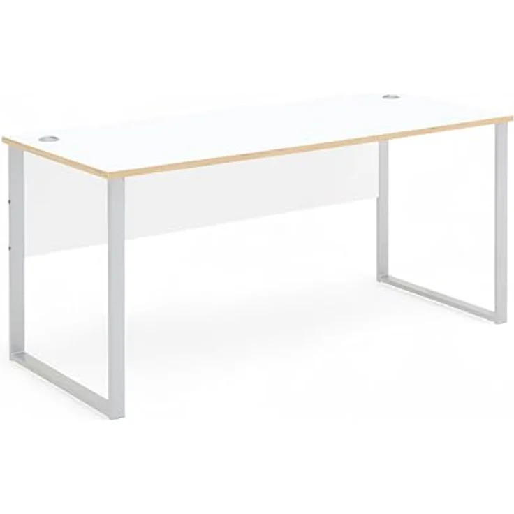 Stella Trading Memphis Schreibtisch in Weiß, Artisan Eiche Optik - Moderner Bürotisch Computertisch mit Metallgestell & Kabeldurchführungen - 170 x 77 x 73 cm (B/H/T) – Bild 2