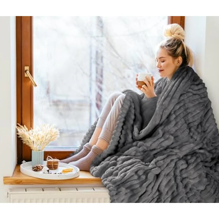 Wohndecke SOFT Design91 Streifen Steppung Gestreifte Decke Gesteppte Sofadecke 220x200 cm stahl – Bild 4