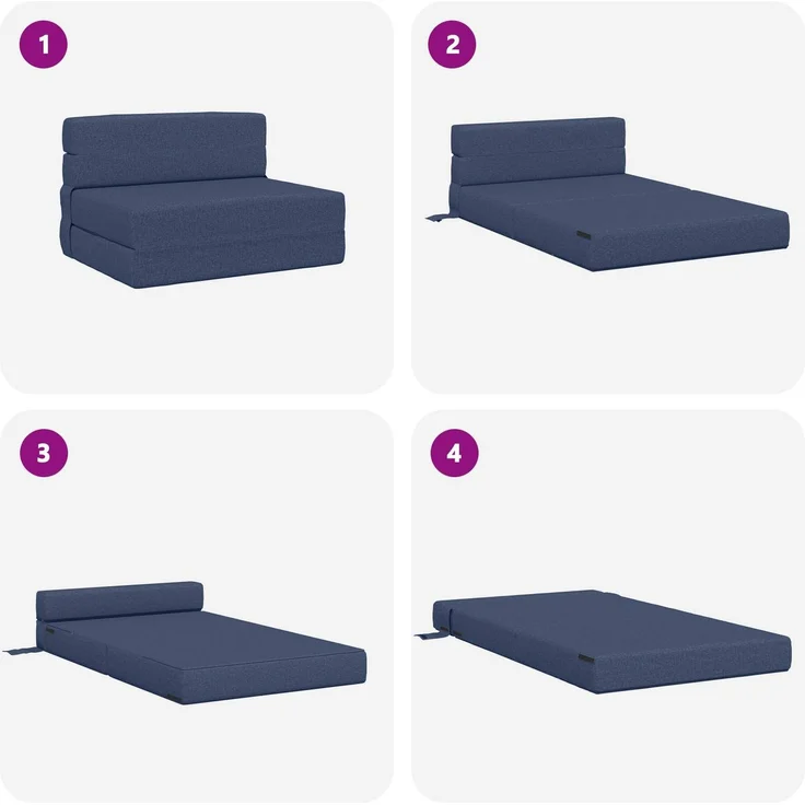 vidaXL Klappsofa Bett Blau 190 x 100 x 15 cm Stoff 900107 – Bild 6