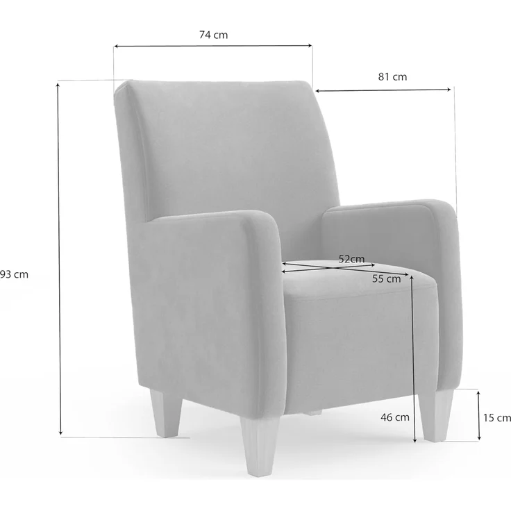 Cavadore Sessel Vida / Polstersessel im trendigen Design / 74 x 93 x 81 / Chenille, Naturweiß – Bild 3