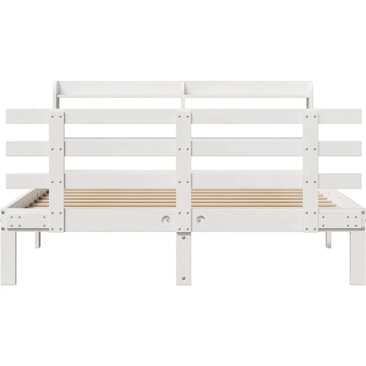 Doppelbett, Bettgestell Modernen mit Kopfteil ohne Matratze Weiß 140x200 cm d1011e – Bild 4