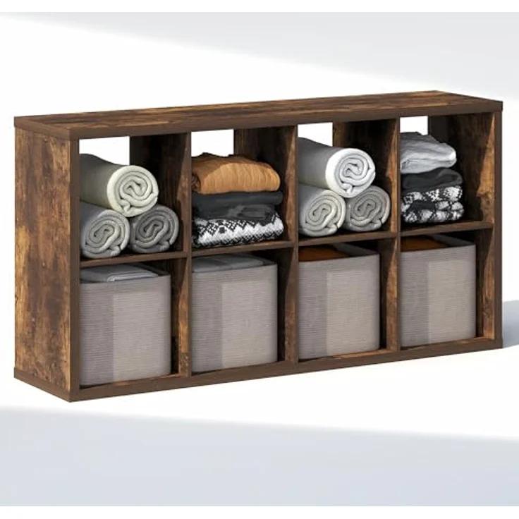 Furinno Cubic Kleiderschrank-Organizer und Aufbewahrungssystem, 8-Würfel-Schrankorganizer, offene Regale, extra Dicker Rahmen für Kleiderschrank, Schlafzimmer, Wohnzimmer, Bernstein-Kiefer – Bild 3