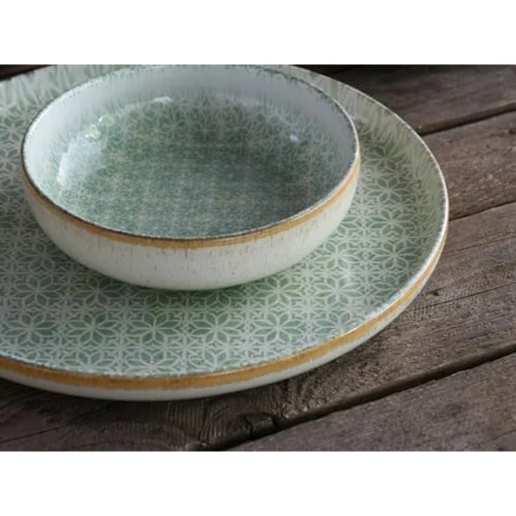 Creatable Tafelservice Uno Emiliana, 12-teilig, creme-grün, lebensmittelecht, stapelbar, Keramik – Bild 10