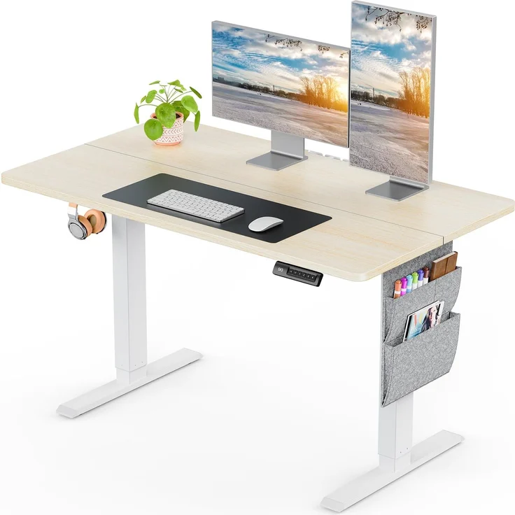 ErGear Höhenverstellbarer Schreibtisch 120x60 cm, 80KG Tragkraft Mit Aufbewahrungstasche, Elektrisch Mit Memory Funktion Für Computerarbeitsplätze