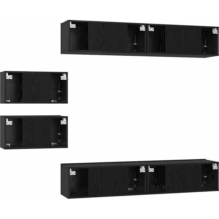 vidaXL TV-Schrankset 6 pcs Schwarz Eichen-Optik Holzwerkstoff 3393475 – Bild 9