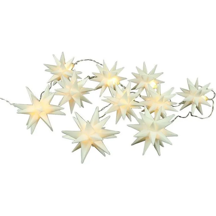 Spetebo LED-Girlande LED Weihnachts-Lichterkette warm weiß - 3D Sterne, 10-flammig, mit Timer