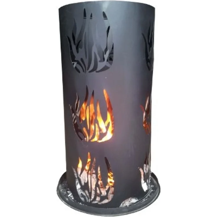 Feuersäule 80cm mit Feuerrost und Schürhaken Feuertonne Feuerkorb Ascherost – Bild 2