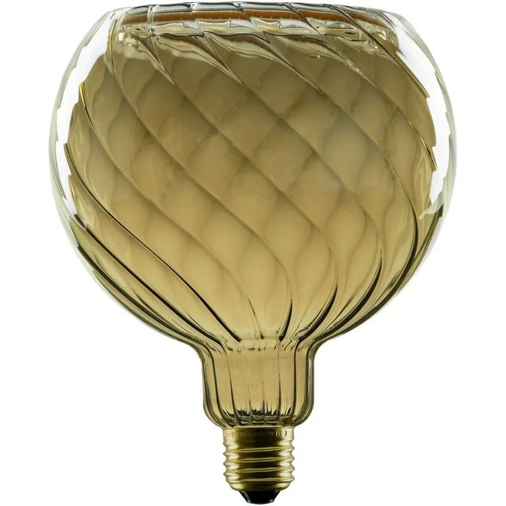 SLV LED Floating Globe 150 twisted, LED-Leuchtmittel, smokey grey, E27, PHASE, 6W, 1900K - LED Lampen Sockel E27