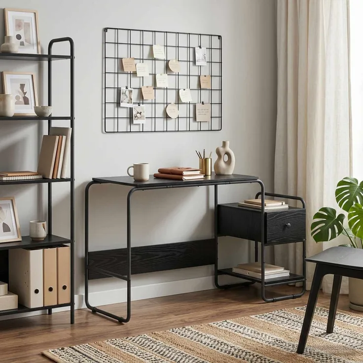 vidaXL Schreibtisch mit Stauraum Schwarz Eichen-Optik 8008044