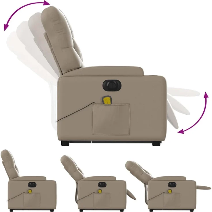 vidaXL Massagesessel mit Aufstehhilfe Elektrisch Cappuccino Kunstleder 3204799 – Bild 5