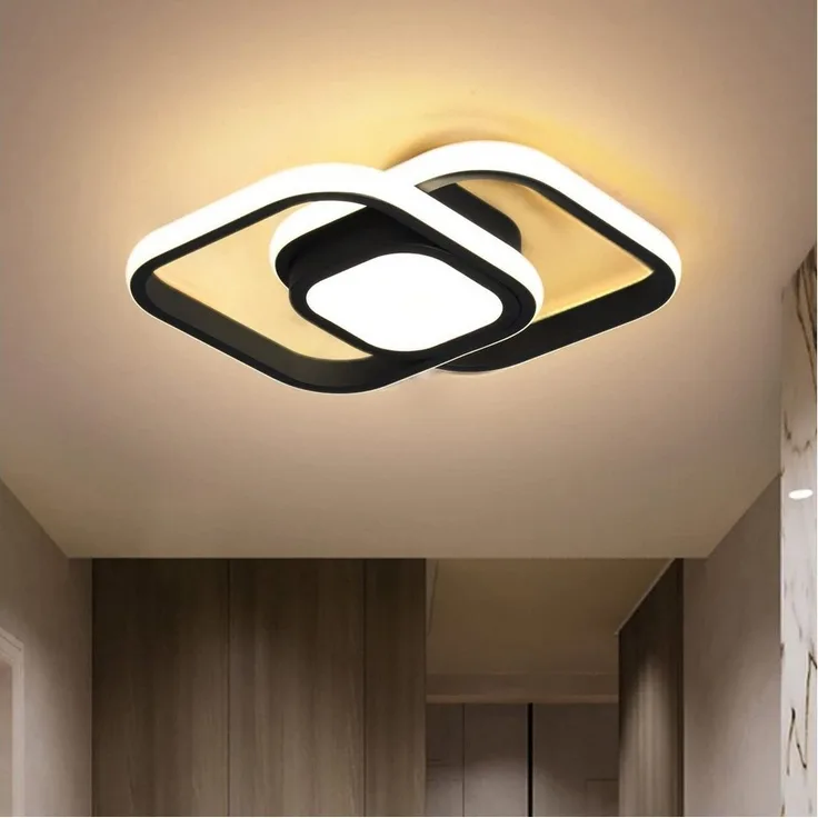 JDONG LED Deckenleuchte Schwarz/Weiß 30/32cm Deckenlampe 4000K 2000LM Neutralweiß Lampe, LED fest integriert, Tageslichtweiß, für Küche Balkon Flur Schlafzimmer Keller Ø30CM/32CM