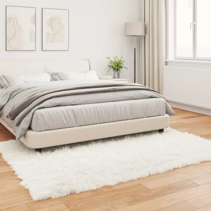 vidaXL Kunstschaffell Teppich Tafalla Weiß 140 x 200 cm Polyester 42021461 – Bild 3