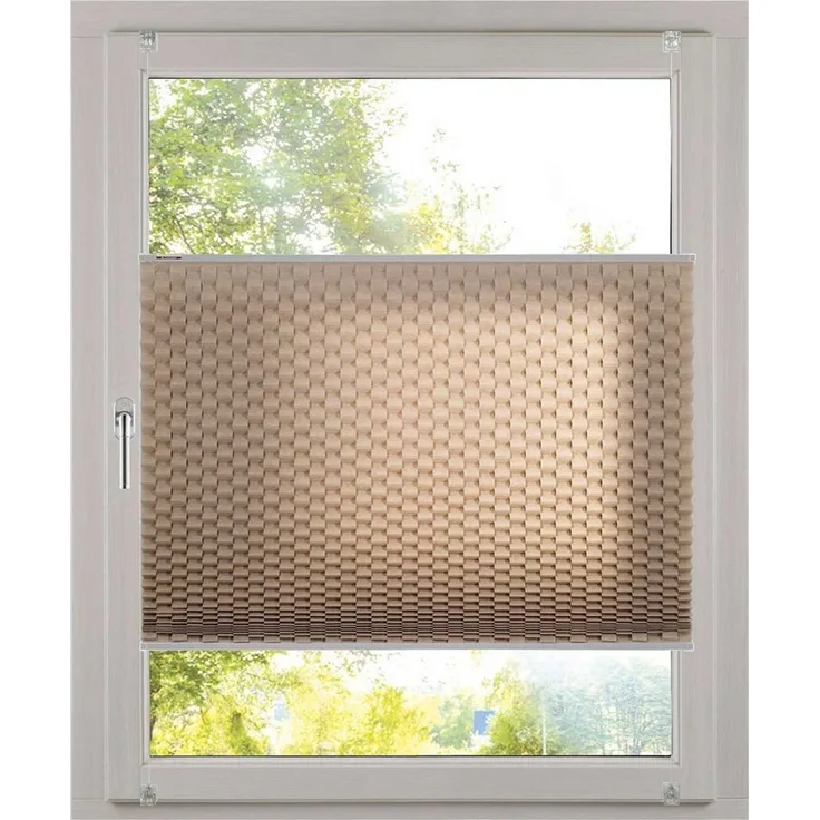 K-home Klemmfix Plissee 3D-Effekt Taupe 95x130 cm