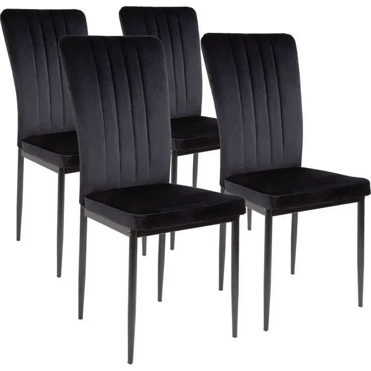 Albatros Esszimmerstühle mit Samt-Bezug 4er Set MODENA, Schwarz - Stilvolles Vintage Design, Eleganter Polsterstuhl am Esstisch - Küchenstuhl oder Stuhl Esszimmer mit hoher Belastbarkeit