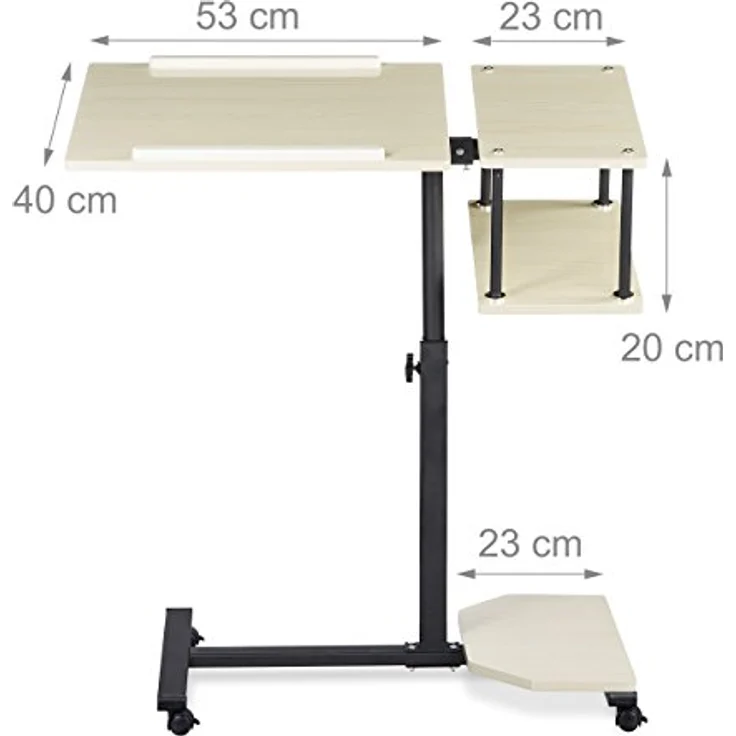 Laptoptisch höhenverstellbar XL, MDF/Stahl, Beige, 77x40 x (70-100) cm – Bild 6