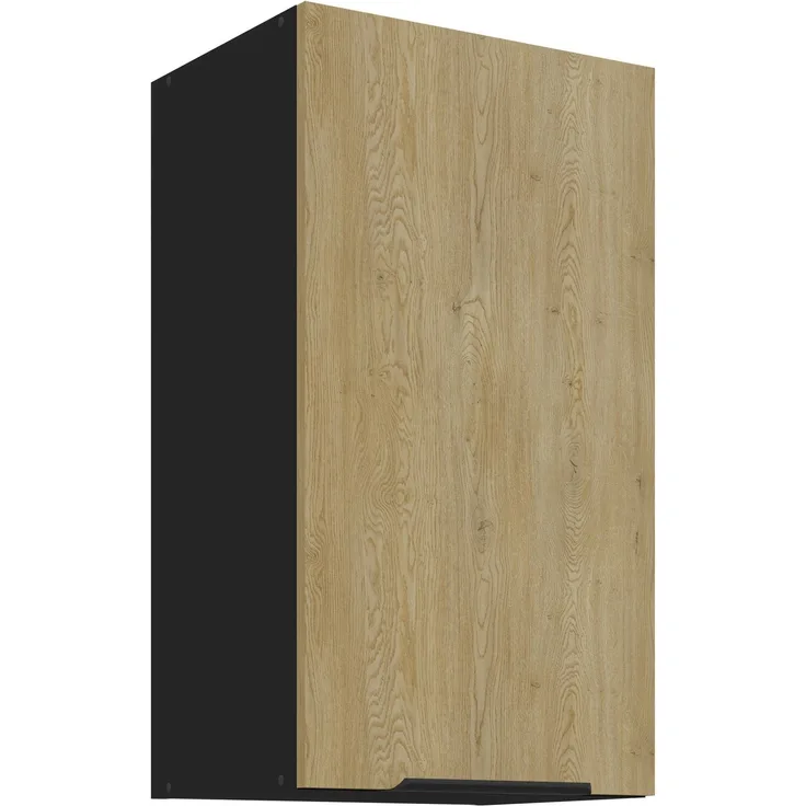 Küchen Hängeschrank 40 cm CREMONA Eiche hell + Schwarz matt Küche Küchenzeile Küchenblock Einbauküche