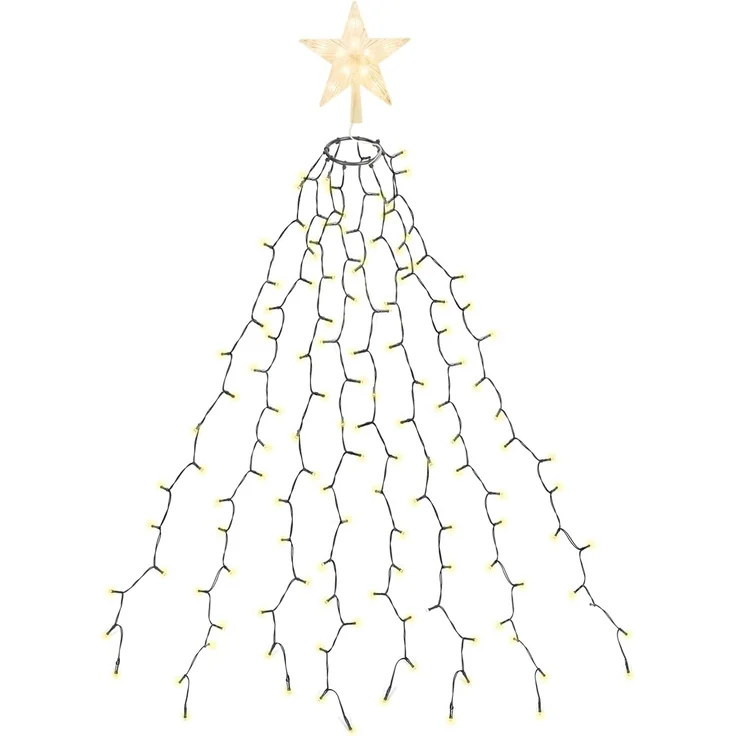 SALCAR 2m Lichterkette Weihnachtsbaum mit Ring und Sternspitze, 280er LED Tannenbaum Beleuchtung Innen, 8 Stränge Überwurf Lichterkette, Warmweiß – Bild 1