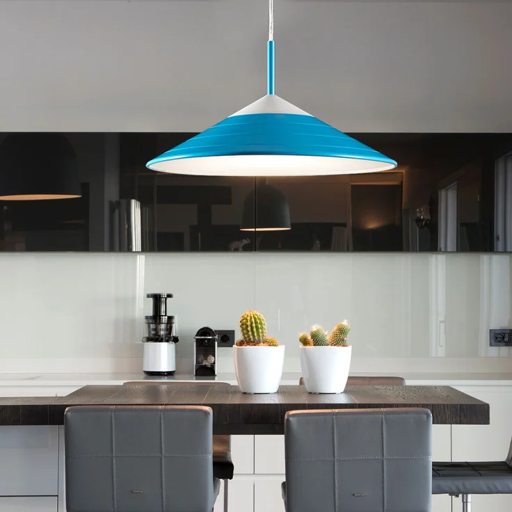 LED Hängeleuchte, Esszimmer, blau, warmweiß, H 150cm – Bild 4