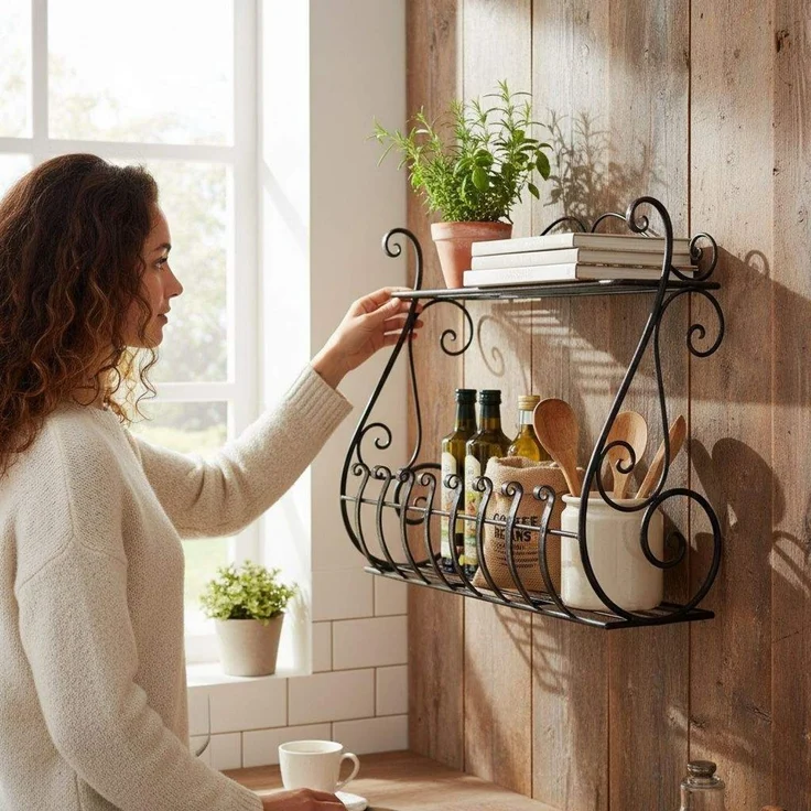 DanDiBo Kräuterregal Kücheregal Balkonregal Wand Metall Schwarz Sebino 50 cm Wandregal Blumenregal Pflanzenhalter Wandblumenhalter Küche Balkon – Bild 3